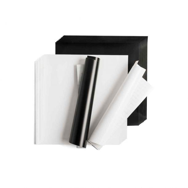 Cricut Vinylfolien-Set wiederablösbar – 20 Bögen 30,5 × 30,5 cm – für Schneideplotter – Schwarz/Weiss