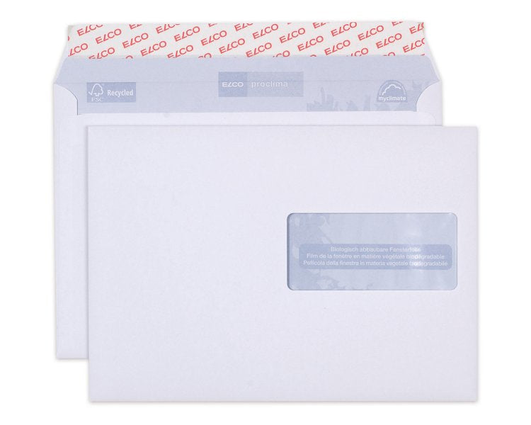 Elco Couvert C5, Fenster rechts, Haftklebung, weiss, 100 g/m², mit Innendruck – 500 Stk.