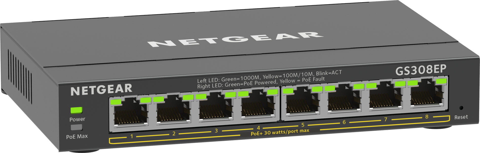 NETGEAR GS308EP – Managed Switch – 8×GbE, L2/L3, PoE+