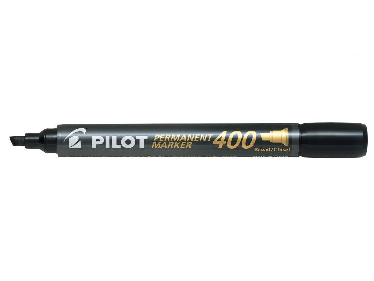 Pilot 400 Permanentmarker – Keilspitze 4,5 mm – Schwarz – 20er-Pack – für Kunststoff, Metall und Holz