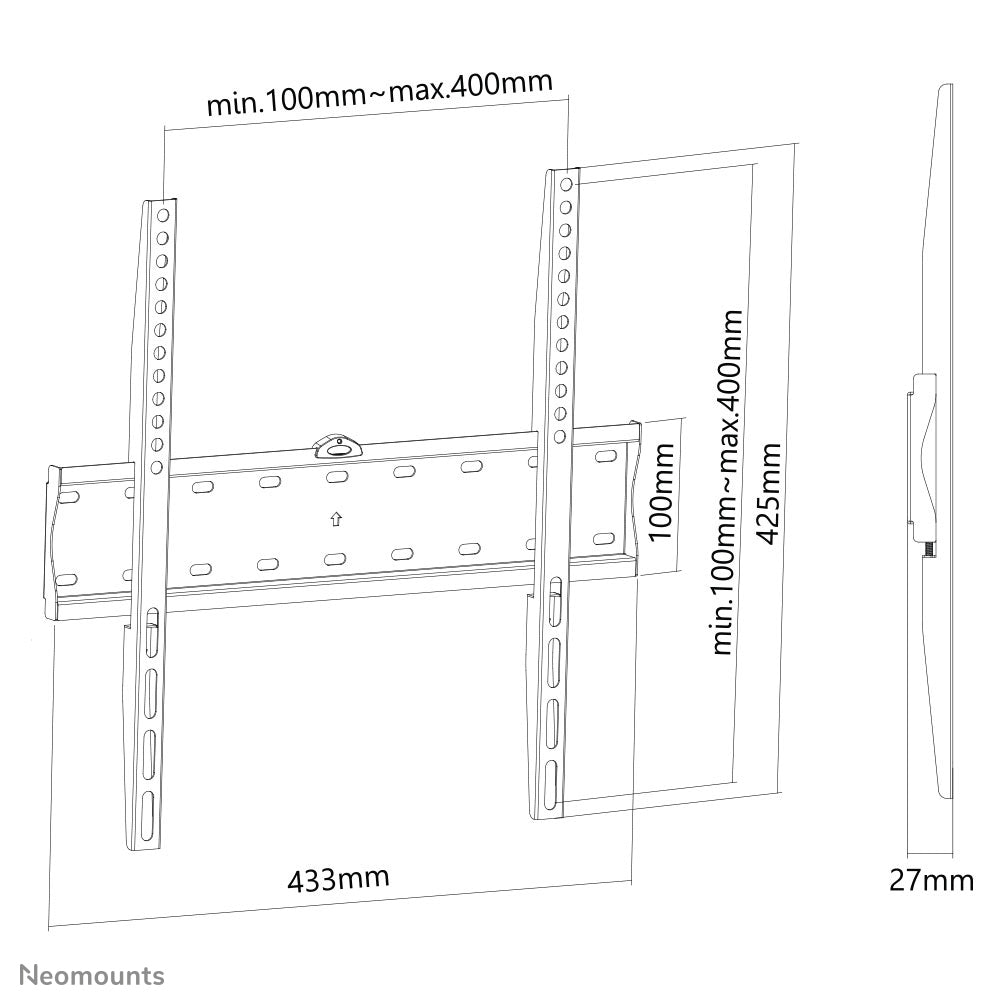 Neomounts Wandhalterung – Fix – 32–55" – VESA 200×200–400×400 – bis 40 kg, Höhenverstellbar – Schwarz
