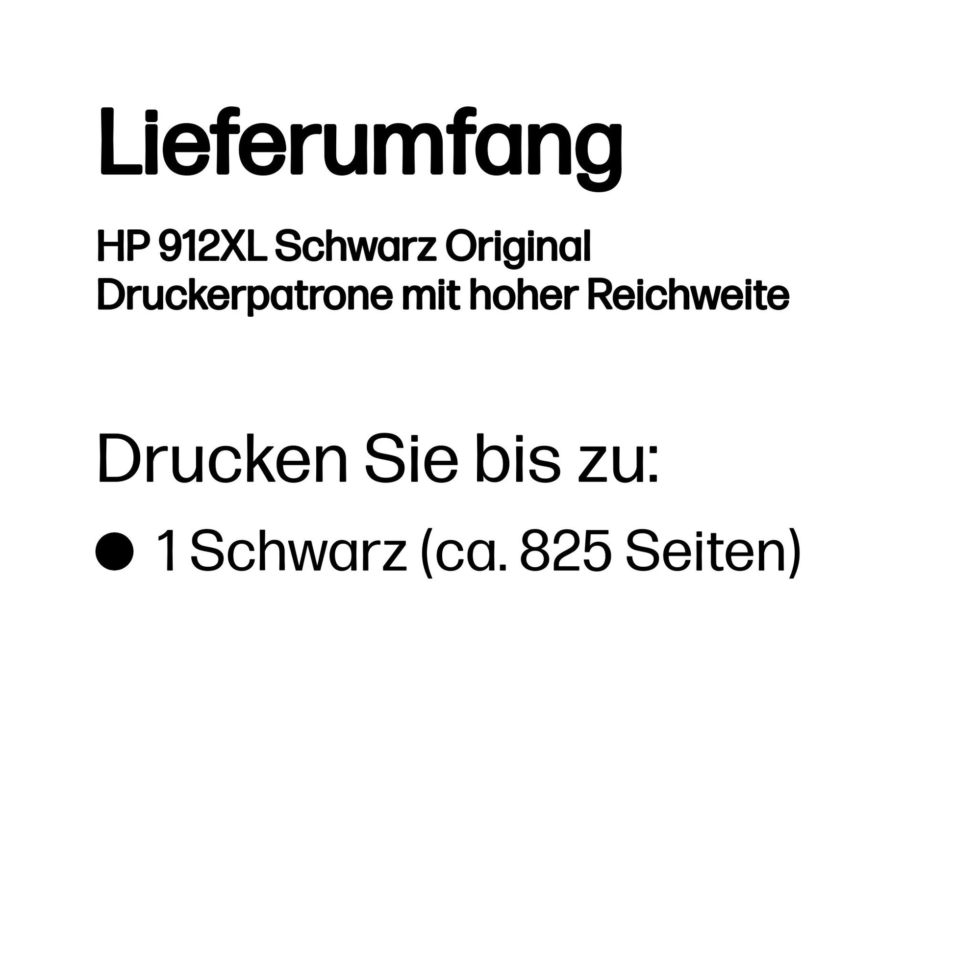 HP 912XL Schwarz Tintenpatrone (Original) – 720 Seiten – für OfficeJet 8010e/8012…, OfficeJet Pro 8020e/8022…