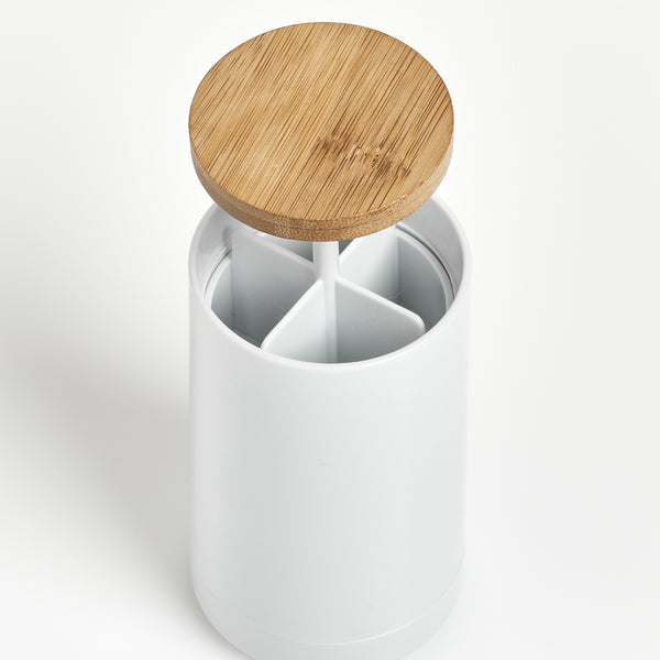 Zeller Present Aufbewahrungsbox – ABS/Bambus, Ø6,5×11,5 cm, Weiss