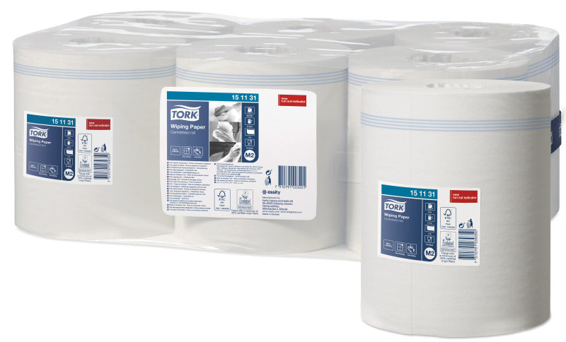 Tork Putzrolle Mehrzweck M2 Mini – 1-lagig – 21,5 cm × 275 m – weiss – 6 Rollen