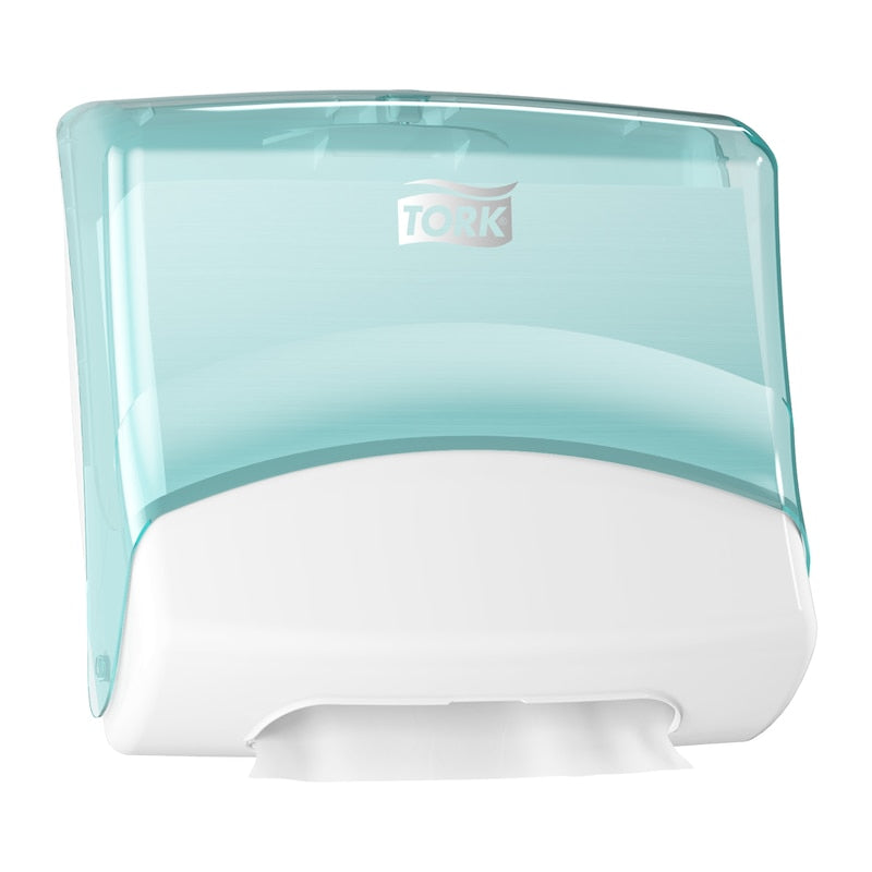 Tork Einzeltuchspender 654000 – Kunststoff, türkis/weiss, für TORK W4 Nachfüllung – 42,7 × 20,6 × 39,4 cm
