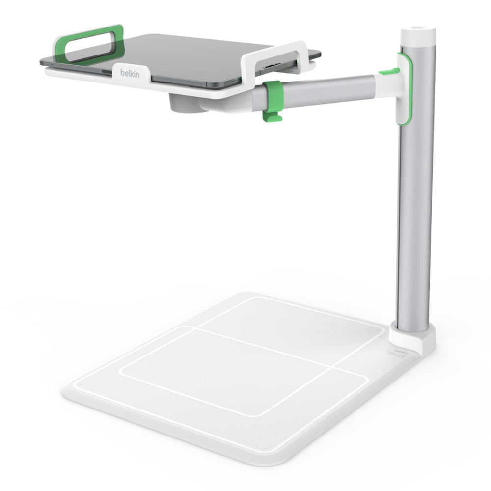 Belkin Stage 2.0 Tablet-Ständer – für 7–12,9" Tablets, schwenkbar, verbessertes Kabelmanagement – Weiss