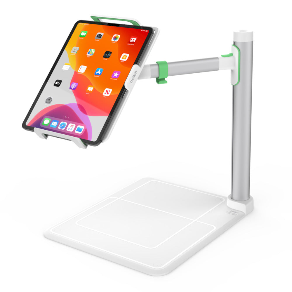 Belkin Stage 2.0 Tablet-Ständer – für 7–12,9" Tablets, schwenkbar, verbessertes Kabelmanagement – Weiss