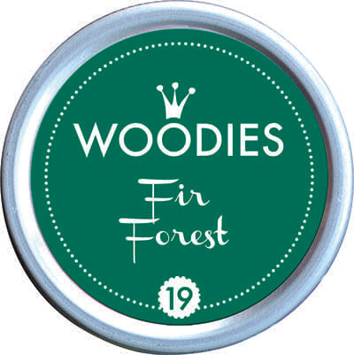 Colop Woodies – Stempelkissen getränkt, Ø 38 mm – Dunkelgrün, Aluminiumdose