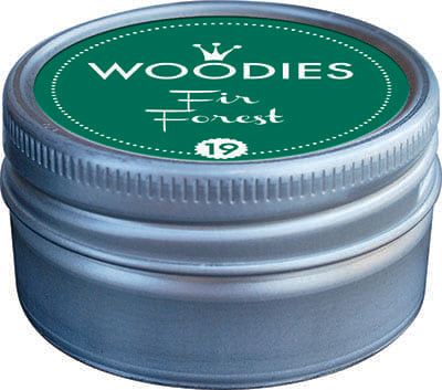 Colop Woodies – Stempelkissen getränkt, Ø 38 mm – Dunkelgrün, Aluminiumdose