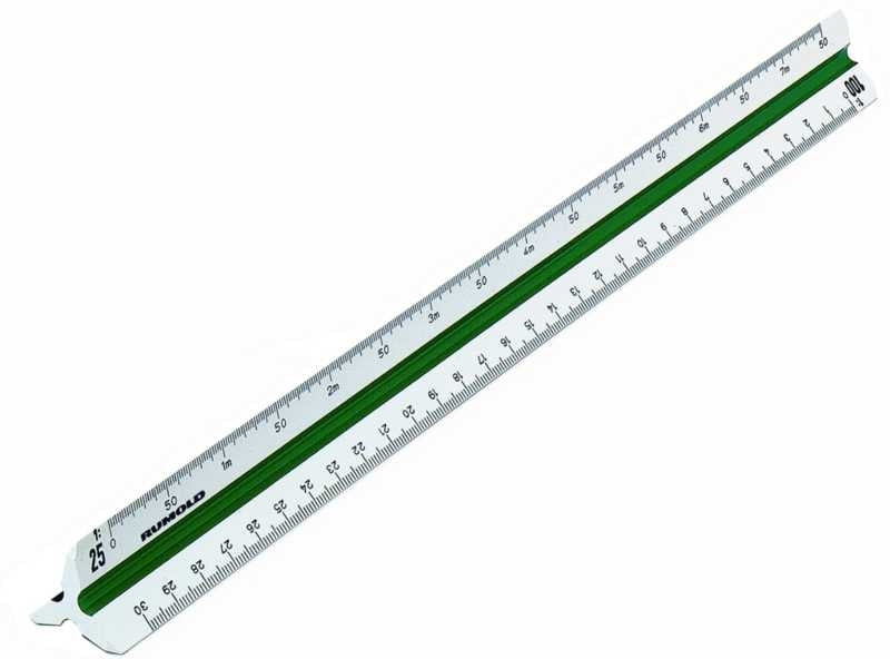 Rumold Reduktionsmassstab – 30 cm – dreikant – Skalen auf 6 Facetten – Kunststoff – weiss