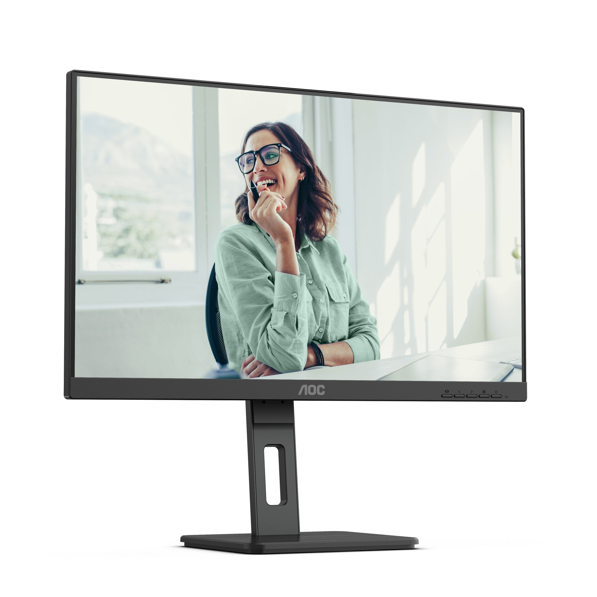 AOC Monitor, 23,8", 300 cd/m², Daisy Chain, USB-C, USB-Hub, Integrierte Lautsprecher, VESA 100 × 100, Schwarz