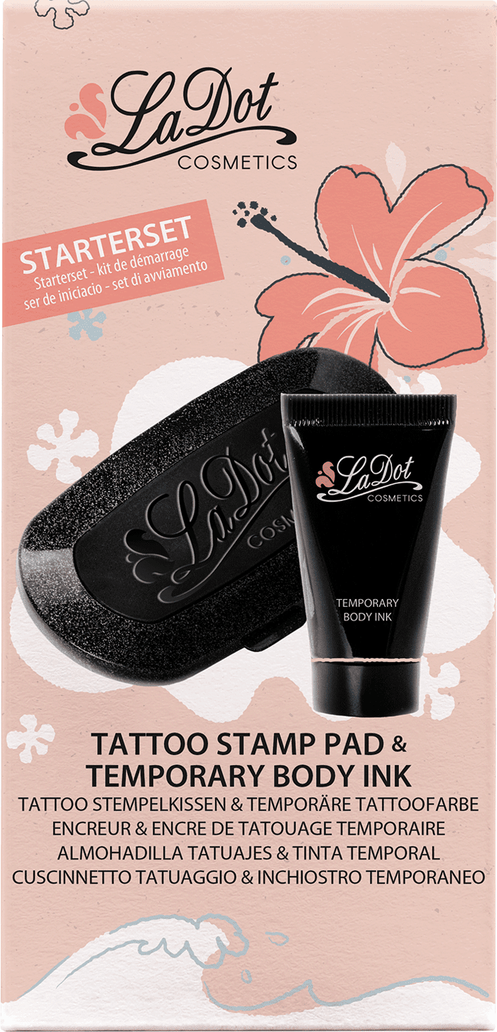 Colop Tattoo-Set LaDot Starterset – wasserfest, Stempelkissen 10 × 5 cm, Tinte 15 ml