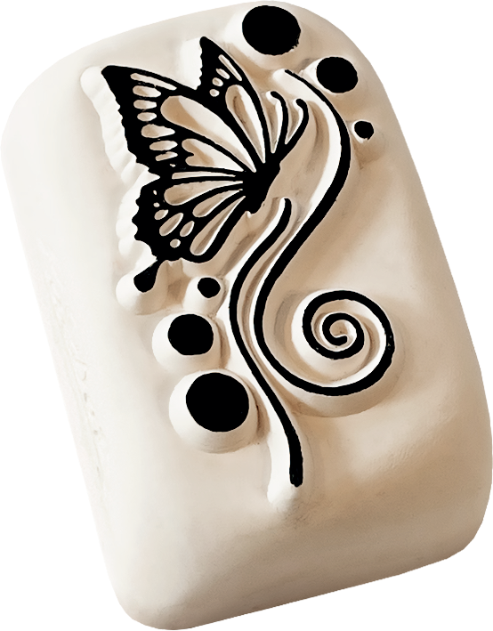 Colop Stempel – Geschwungener Schmetterling – Keramik – Wasserfest – 25 × 48 × 95 mm – Für Haut