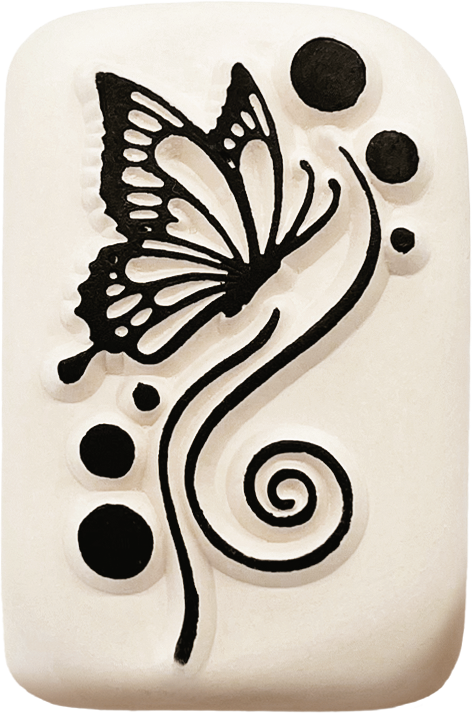 Colop Stempel – Geschwungener Schmetterling – Keramik – Wasserfest – 25 × 48 × 95 mm – Für Haut