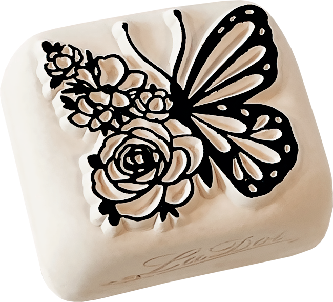 Colop Stempel LaDot – Schmetterling mit Rose, Grösse L, 4 × 4,5 cm