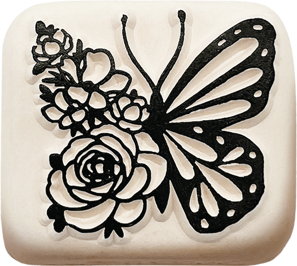 Colop Stempel LaDot – Schmetterling mit Rose, Grösse L, 4 × 4,5 cm