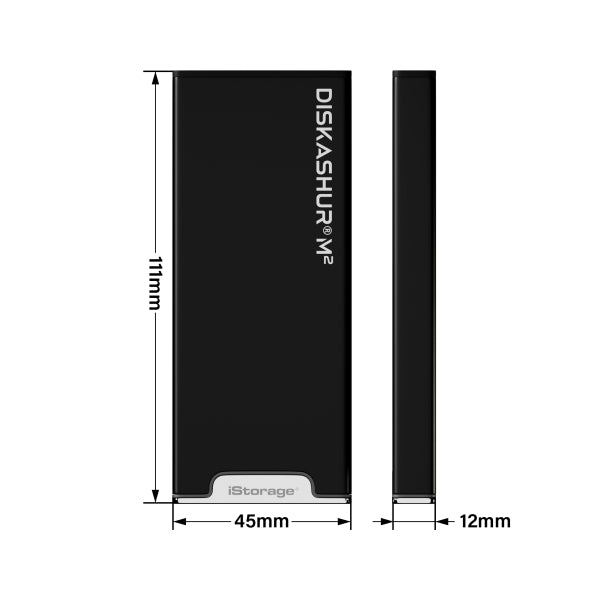 iStorage diskAshur M2 – 2 TB M.2 SSD, USB 3.2 Gen 1 (USB-C/USB-A), AES-XTS 256-Bit HW, FIPS 140-3 Level 3, PIN