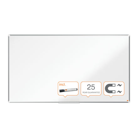 Nobo Whiteboard – 188 × 106 cm, Emaille, magnetisch, Aluminiumrahmen, Wandmontage, inkl. Stifteablage