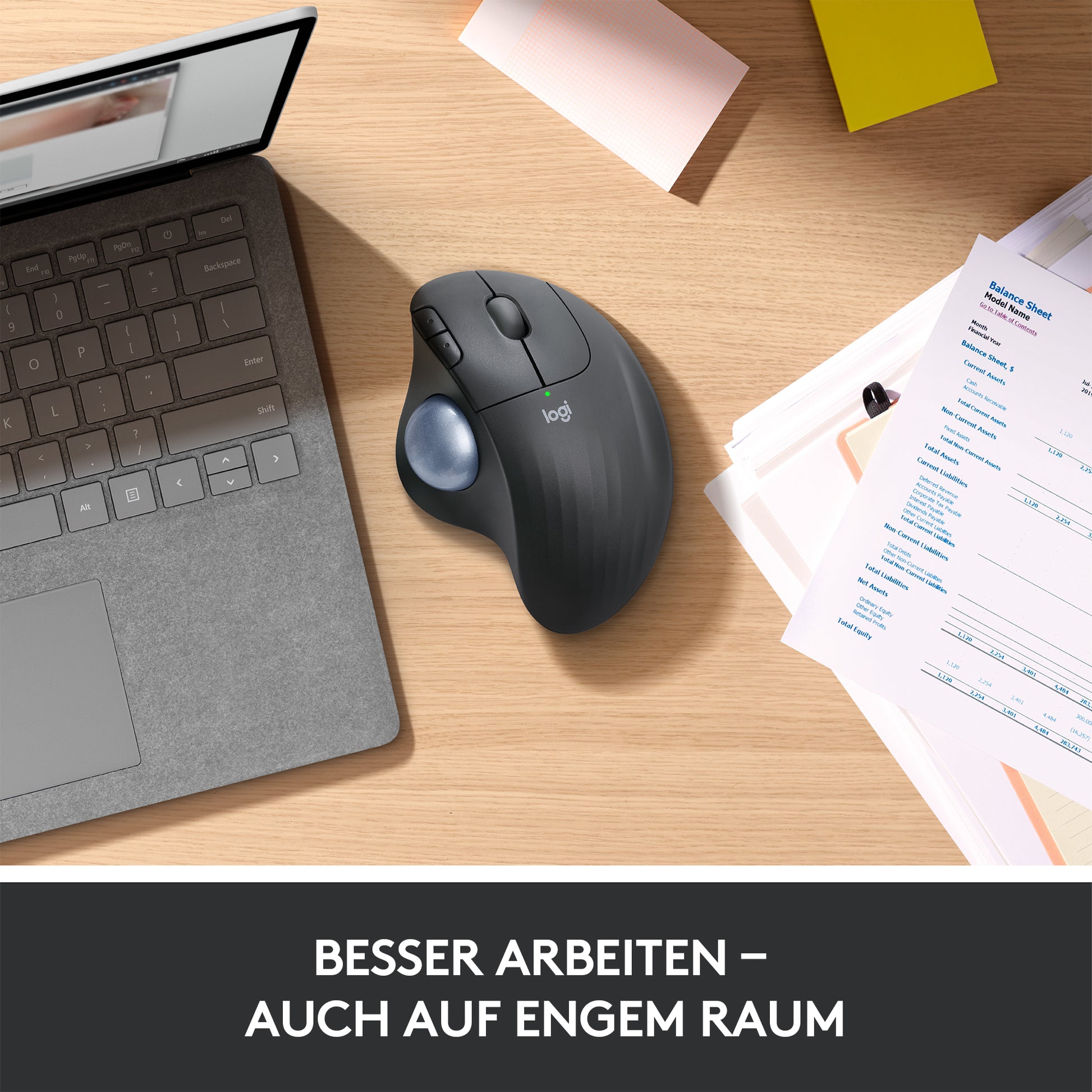 Logitech Ergo M575 Ergonomische Maus – kabellos, Bluetooth + 2,4 GHz, 4 Tasten, für Rechtshänder, schwarz