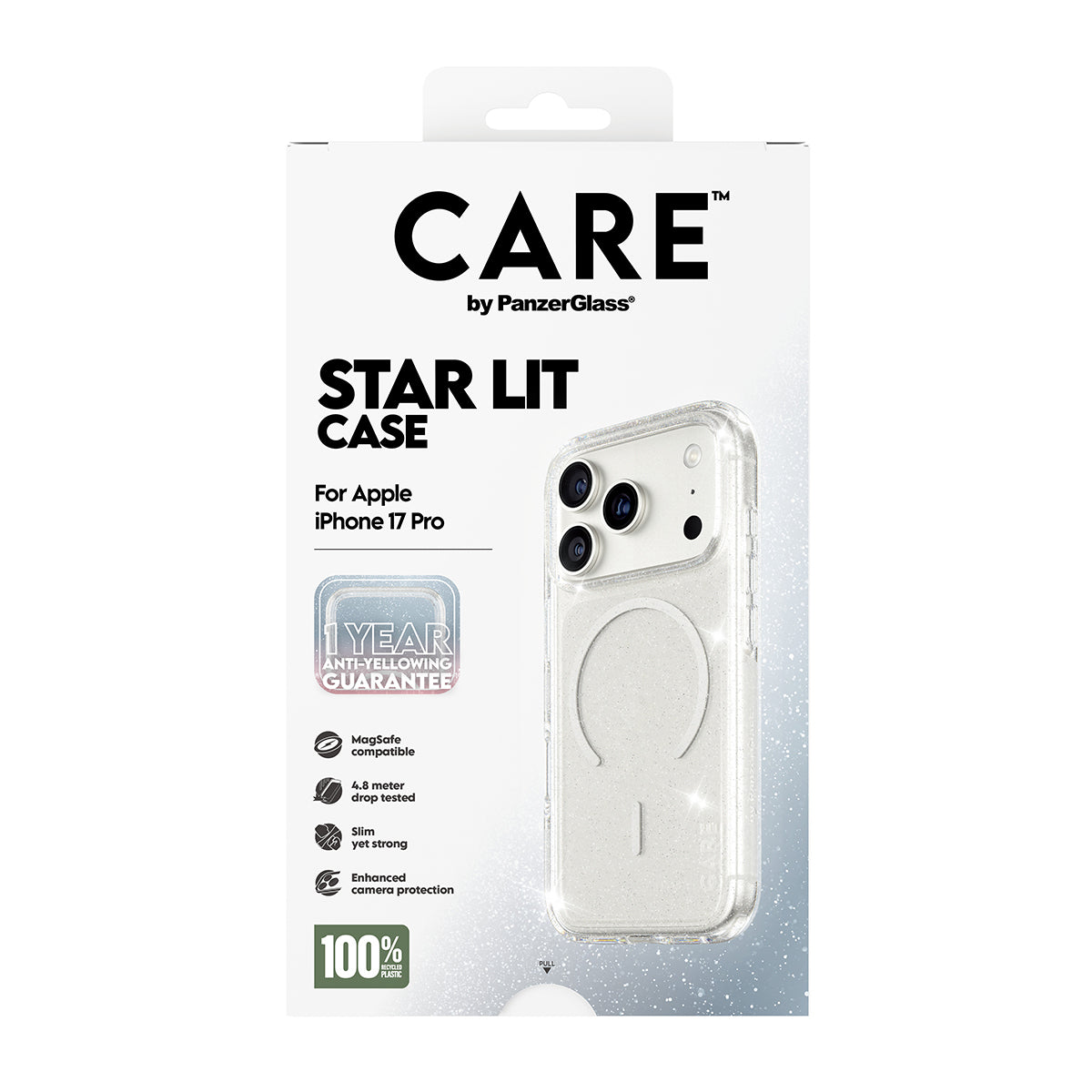 PanzerGlass Backcover – für Apple iPhone 17 Pro – StarLit weiss – TPU, MagSafe-kompatibel