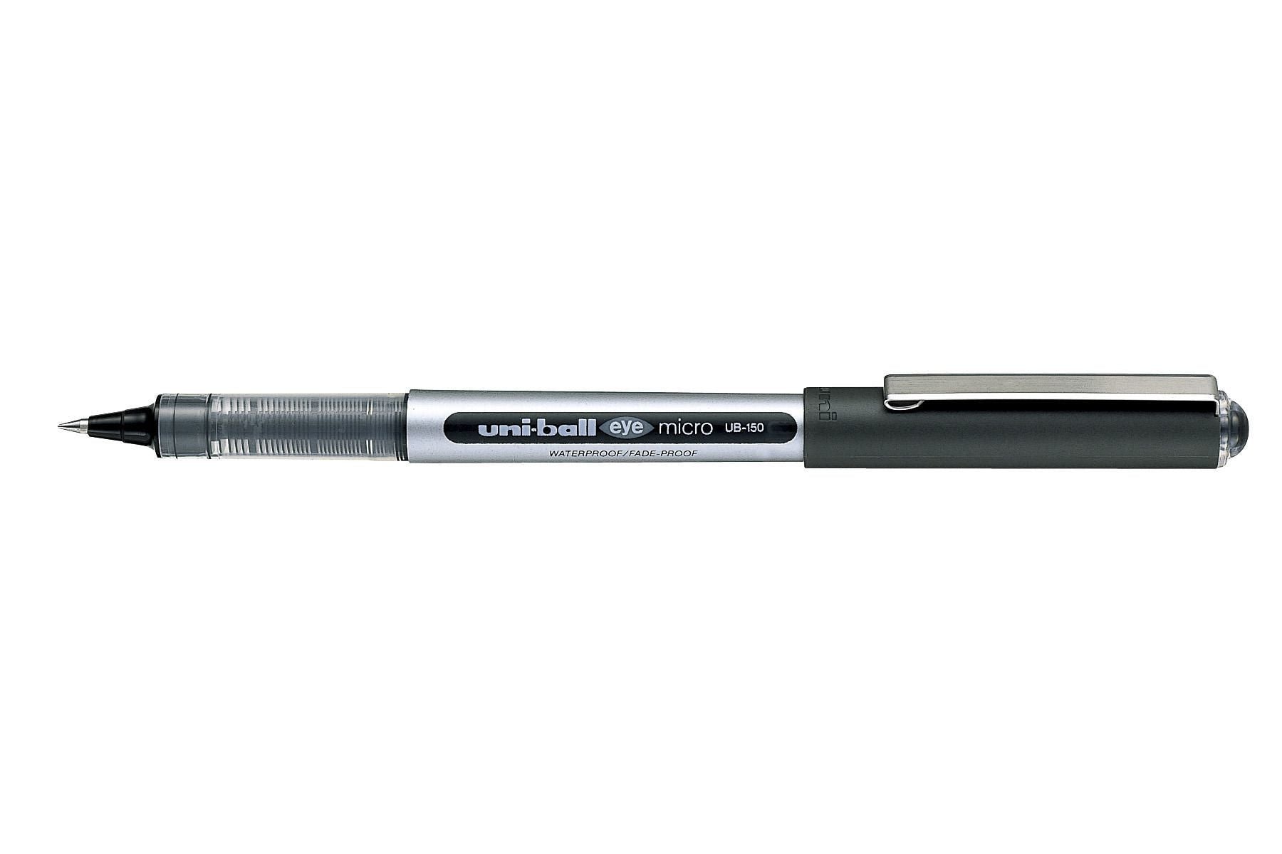Uni-Ball Eye Fine – Tintenroller, dokumentenecht, mit Kappe, 0,5 mm, schwarz, für Linkshänder