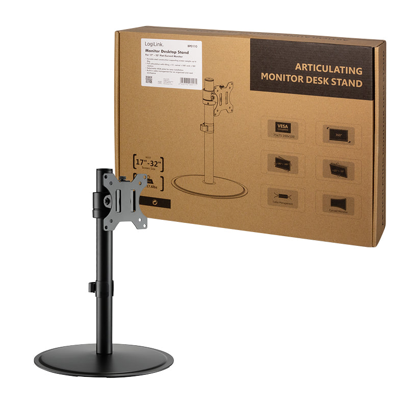 LogiLink BP0110 – Monitor-Tischständer – 1 Monitor – 17–32" – VESA 75×75/100×100 mm – bis 8 kg/Monitor