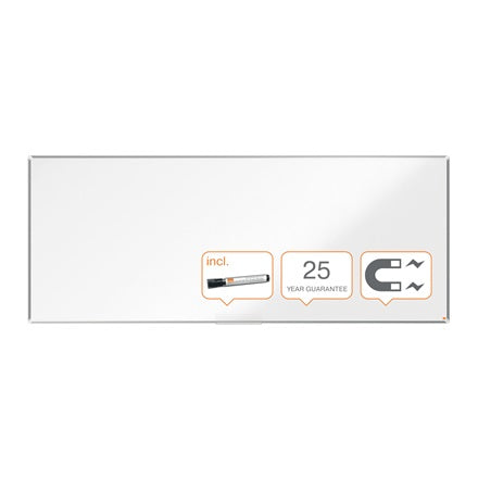 Nobo Whiteboard – 300 × 120 cm, Emaille, Aluminiumrahmen, Wandmontage, inkl. Stiftablage