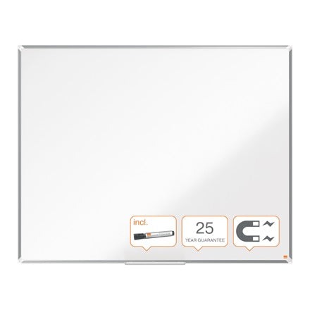 Nobo Whiteboard – 150 × 120 cm, Emaille, magnetisch, Aluminiumrahmen, Wandmontage, inkl. Stifteablage