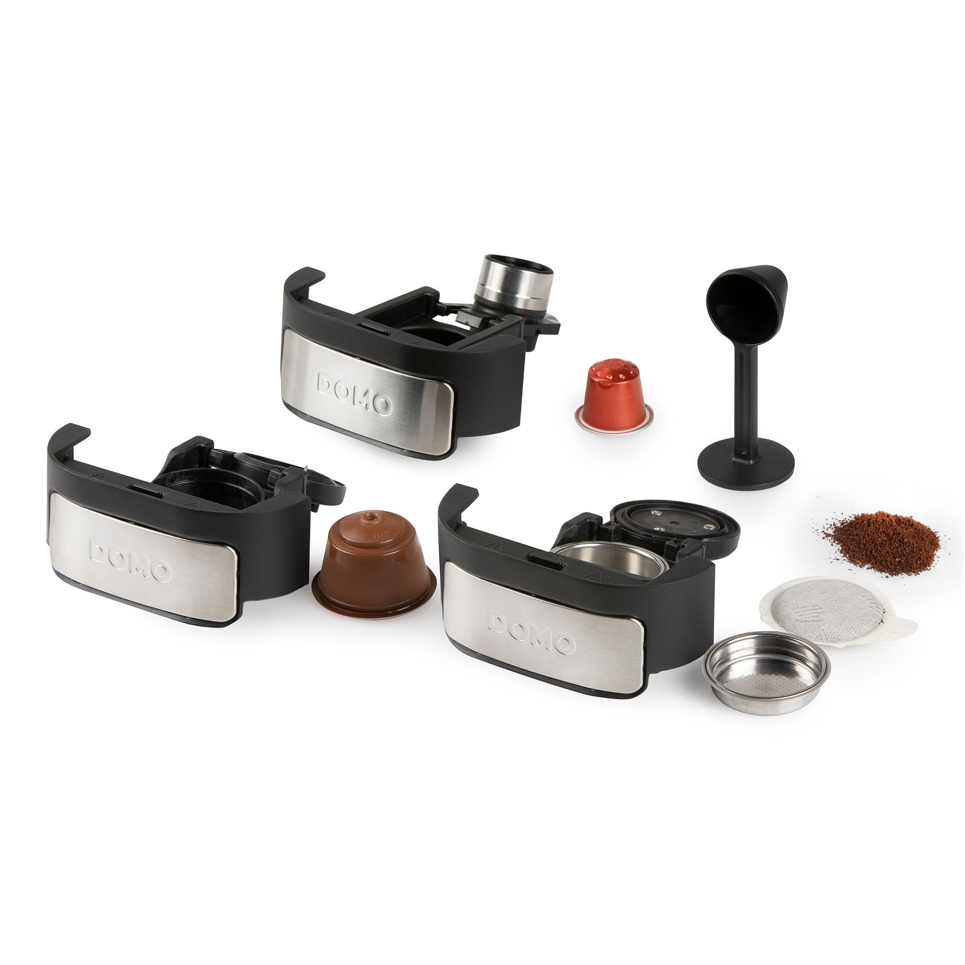 Domo DO748K Kapselmaschine – für Dolce Gusto, E.S.E. Pads, Nespresso, 1,5 l, schwarz, 12,5 × 26,4 × 33 cm