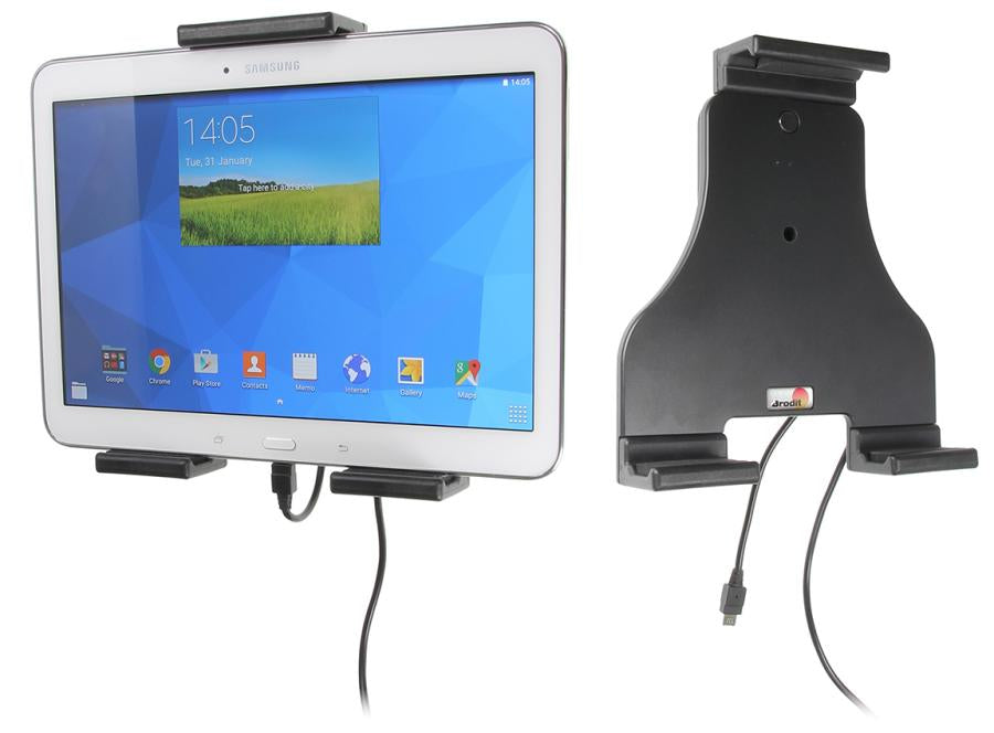Brodit Tablet-Halterung – Kopfstützenhalterung für Tablets 18–23 cm Höhe, Tiefe bis 2,5 cm – Schwarz