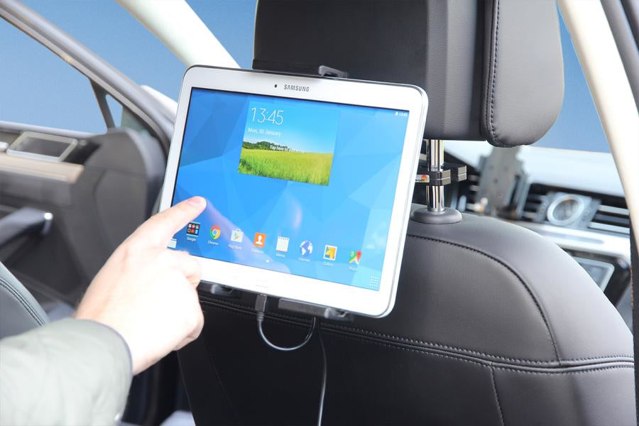 Brodit Tablet-Halterung – Kopfstützenhalterung für Tablets 18–23 cm Höhe, Tiefe bis 2,5 cm – Schwarz