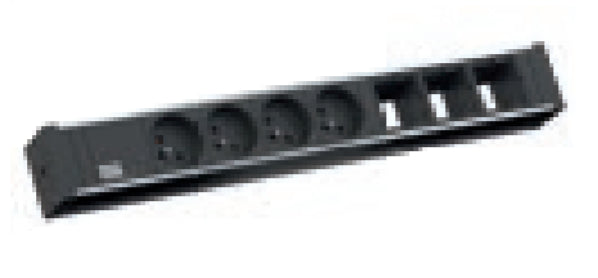 Bachmann UNIVERSAL Steckdosenleiste UTE 4× – CEE 7/7 (Typ E/F), Kabel 3,0 m – Schwarz/Silber