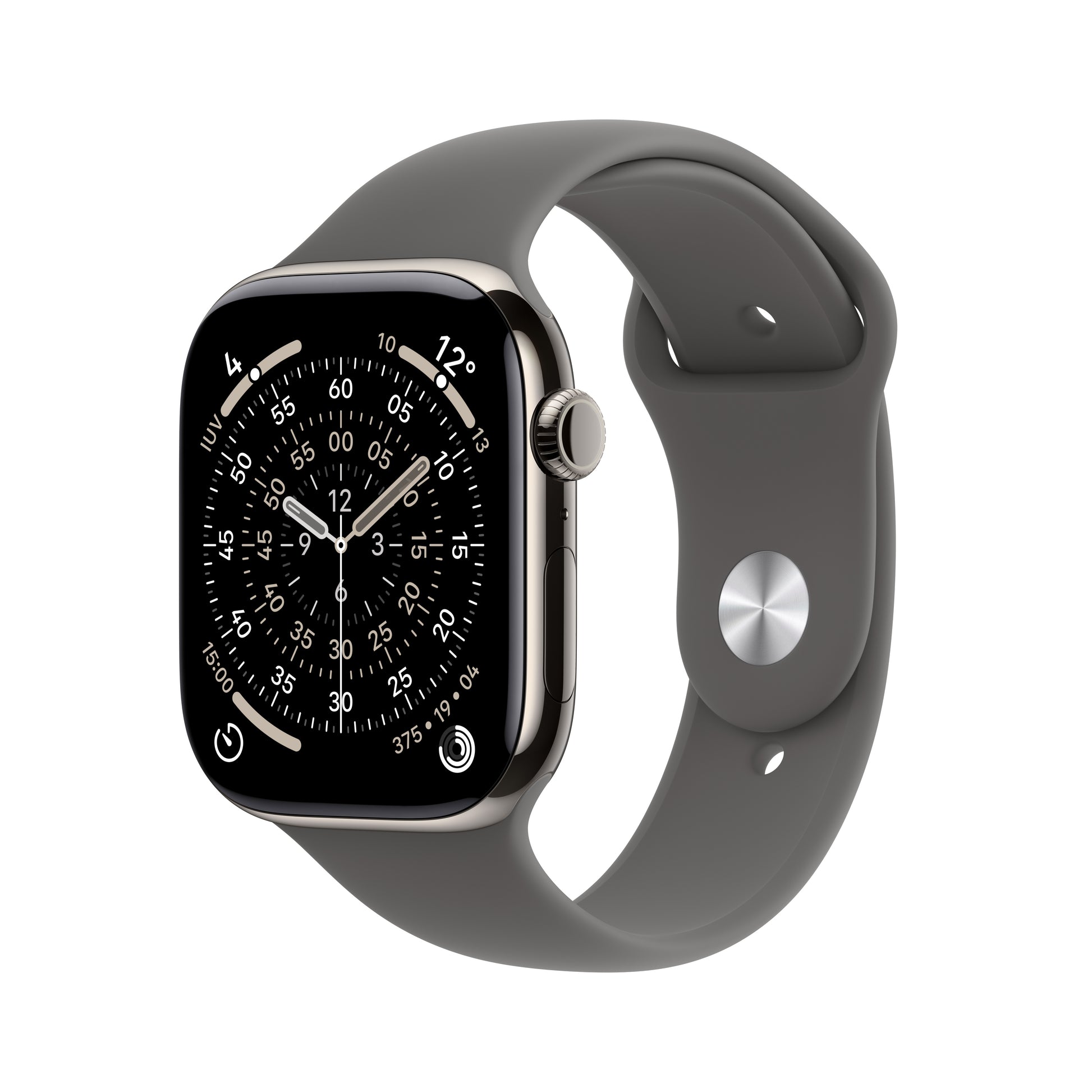 Apple Watch S11 – Smartwatch – 42 mm, LTE, AMOLED, 50 m, Natur Titan, S/M, Stone Grey Sportarmband