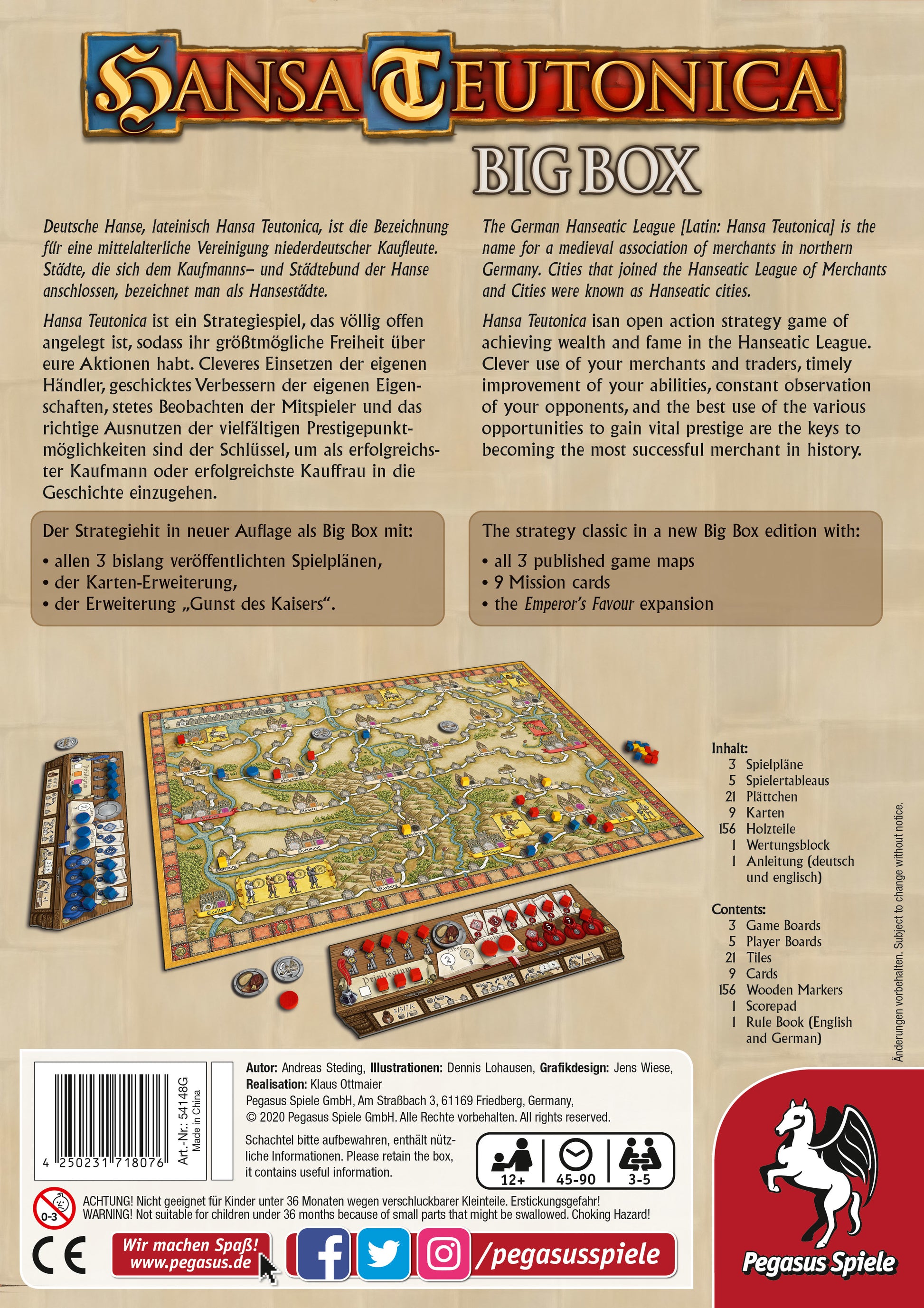 Pegasus Hansa Teutonica Big Box – Strategiespiel, 3–5 Spieler, ab 12 J., 45–90 min, DE/EN