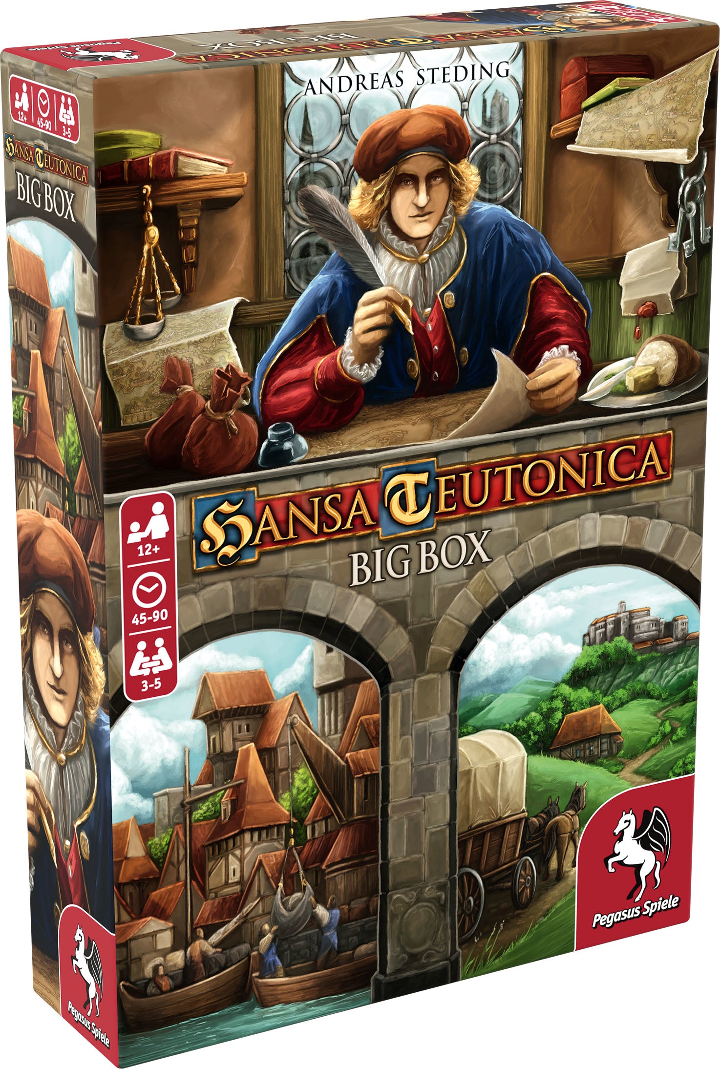Pegasus Hansa Teutonica Big Box – Strategiespiel, 3–5 Spieler, ab 12 J., 45–90 min, DE/EN