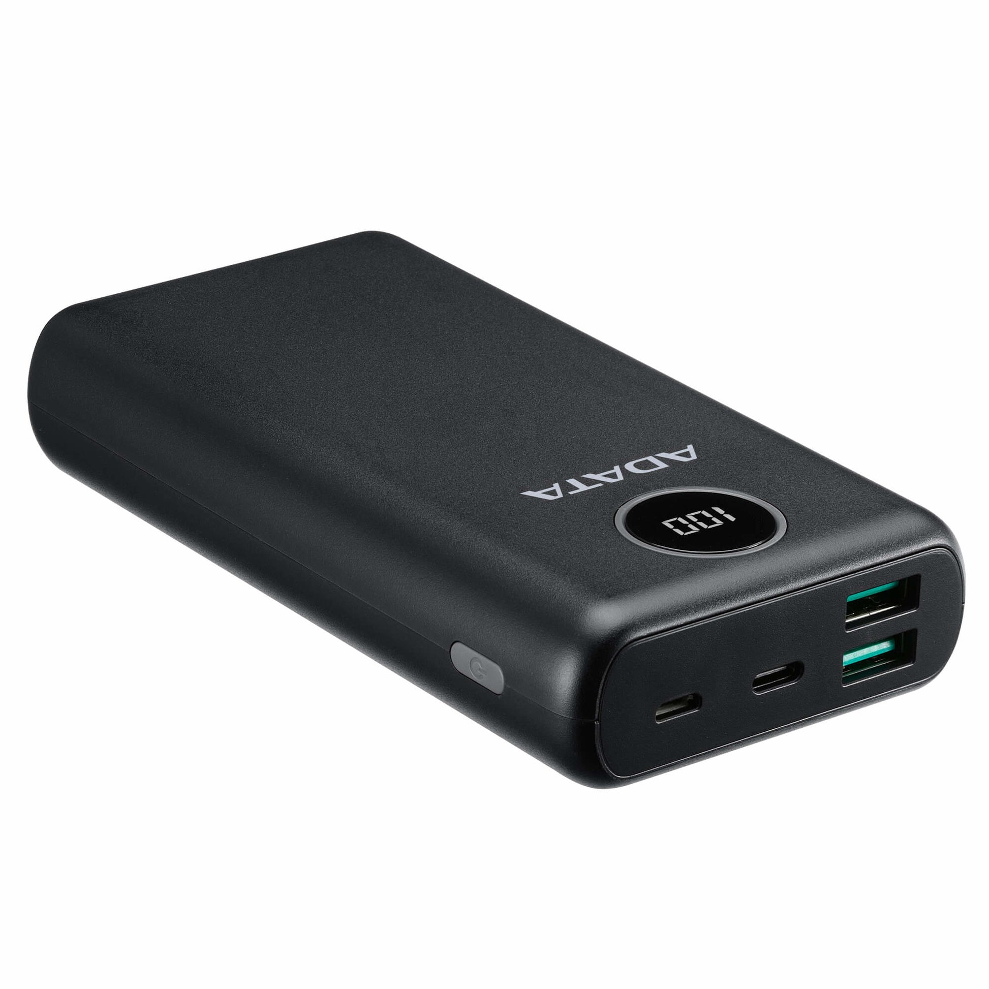 ADATA Powerbank 20000 mAh, PD 18 W, 2× USB-A, 1× USB-C, mit LCD-Display, für Smartphones, Weiss