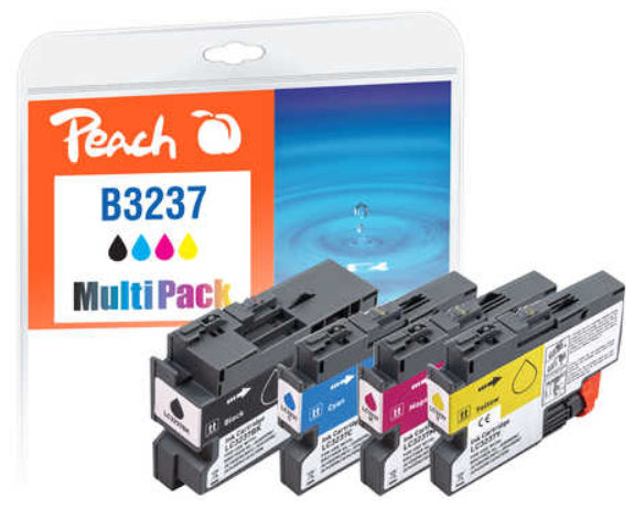 Peach LC-3237 Tintenpatronen-Multipack, Schwarz/Cyan/Magenta/Gelb (Kompatibel) – für Brother HLJ/MFCJ