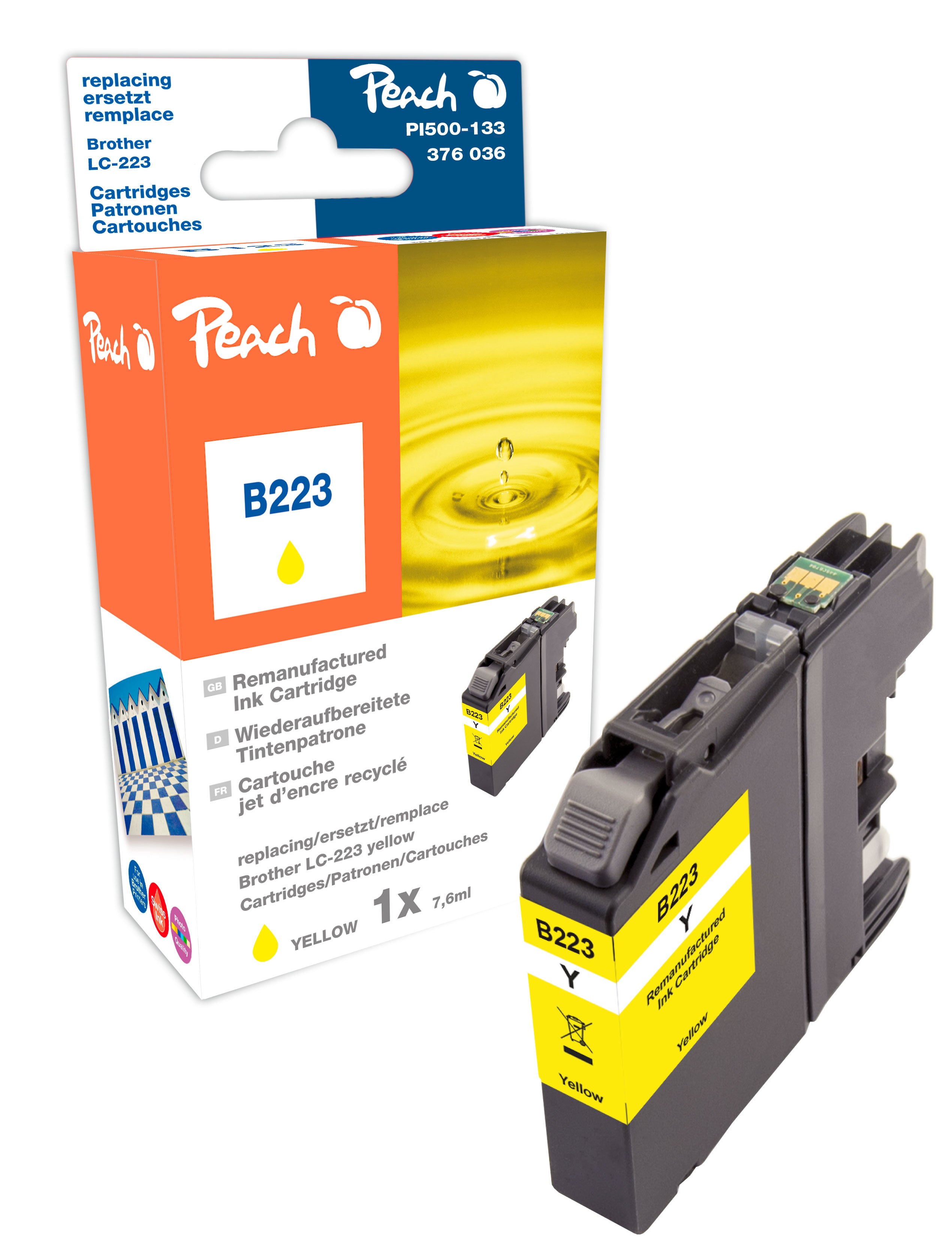 Peach LC-223 Gelb Tintenpatrone (Kompatibel) – 660 Seiten – für Brother MFC-J 5720, DCP-J 562, MFC-J 680 …
