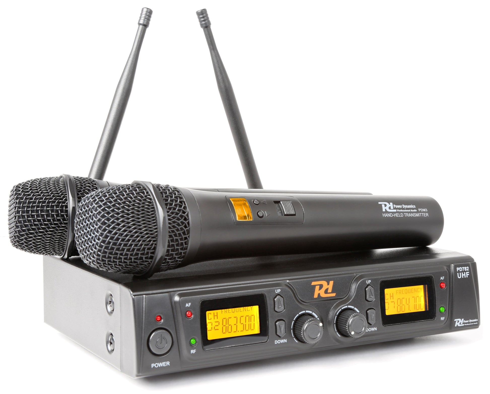 Power Dynamics PD782 – Bühnenmikrofon-Set – XLR, 6,35 mm Klinke – Kabellos (UHF, 863–865 MHz), Niere