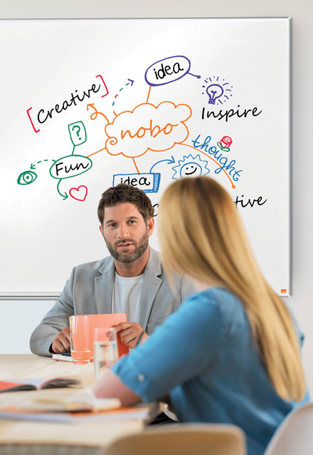 Nobo Whiteboard – 122 × 69 cm, Emaille, magnetisch, Aluminiumrahmen, Wandmontage