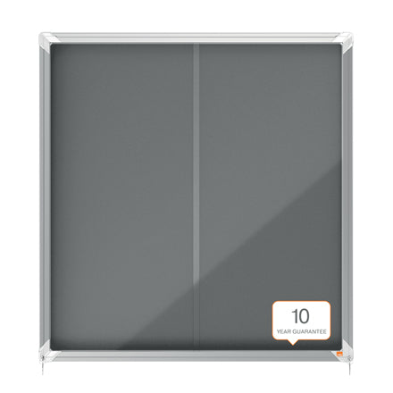 Nobo Schaukasten Premium Plus, 12 × A4 – Aluminium, Glas, Filz-Rückwand, abschliessbar, 92,5 × 97 × 6,3 cm