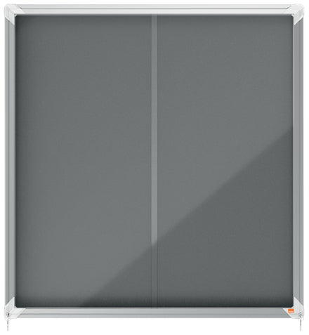 Nobo Schaukasten Premium Plus, 12 × A4 – Aluminium, Glas, Filz-Rückwand, abschliessbar, 92,5 × 97 × 6,3 cm