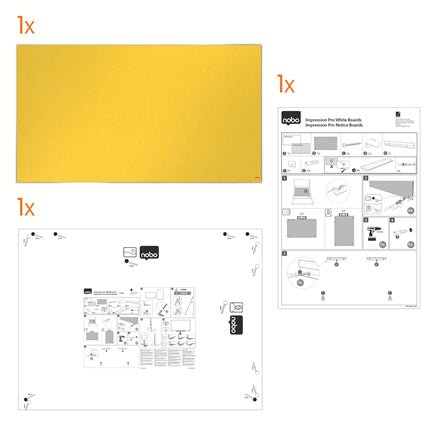 Nobo Filztafel Impression Pro – 72,1 × 41,1 cm – gelb, Alurahmen