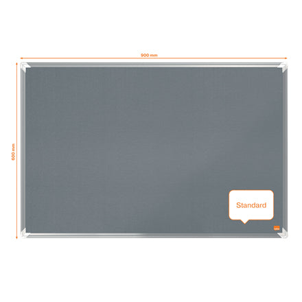 Nobo Filztafel Premium Plus – 90,3 × 59,4 cm – Grau, Alurahmen