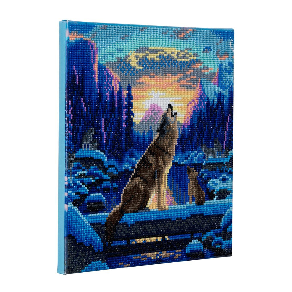 CRAFT Buddy Crystal Art – Diamond Painting Set Howling Wolves – 30 × 30 cm – 11-teilig – ab 8 Jahren
