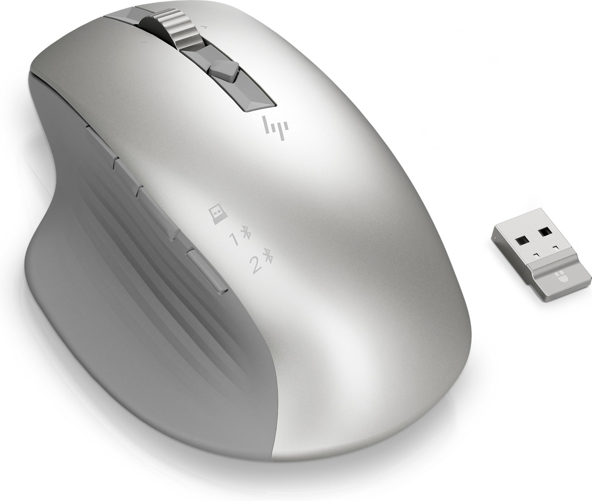 HP 930 Creator Maus – kabellos, USB-A, 3'000 dpi, 7 Tasten, für Rechtshänder, programmierbare Tasten, silber