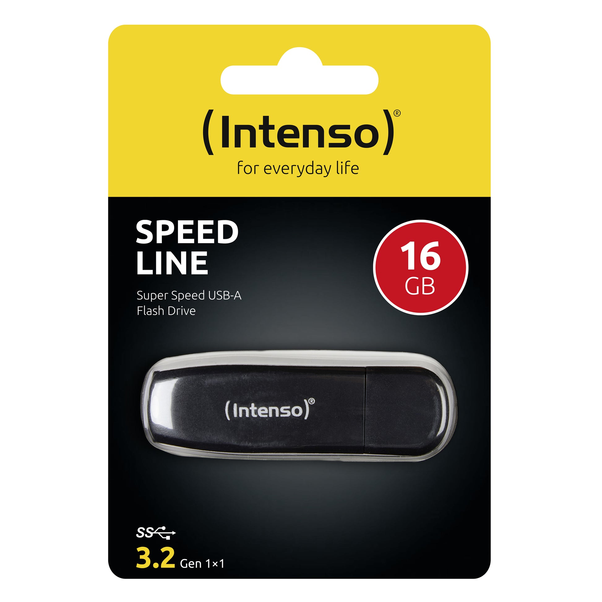 Intenso Speed Line – USB-Stick 16 GB, USB 3,2 Gen 1 (USB Typ-A), 70 MB/s, schwarz