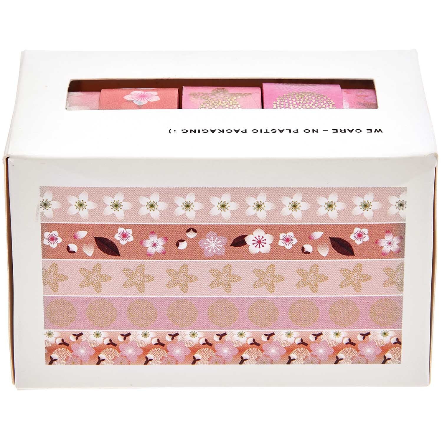Rico Design Washi-Tape-Set – 15 mm × 10 m, rosa, gemustert, Papier – 5 Rollen