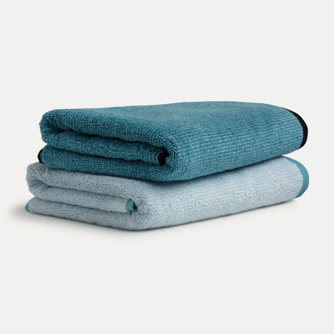 Möve Duschtuch Tide Doubleface – 67 × 140 cm, Dunkelblau/Türkis, 100% Baumwolle, 520 g/m²