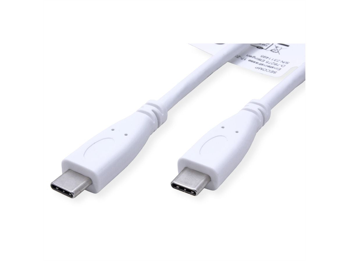 VALUE USB-C auf USB-C Kabel – USB 3.2 Gen 2 (10 Gbit/s) – 0,5 m – PD 100 W – Vergoldete Kontakte – Weiss